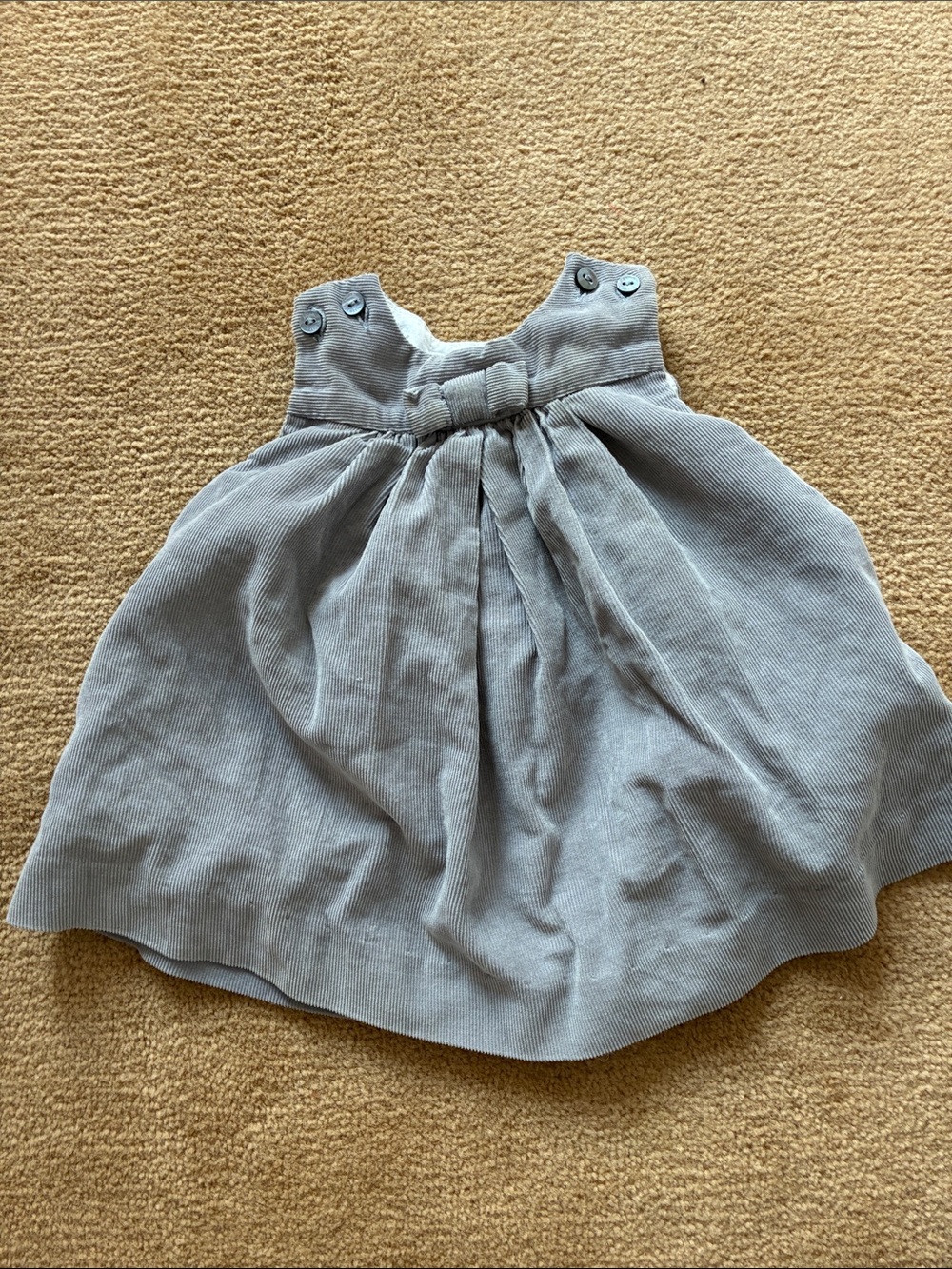 Jacadi Paris Corduroy Pinafore Dress in Light Gray